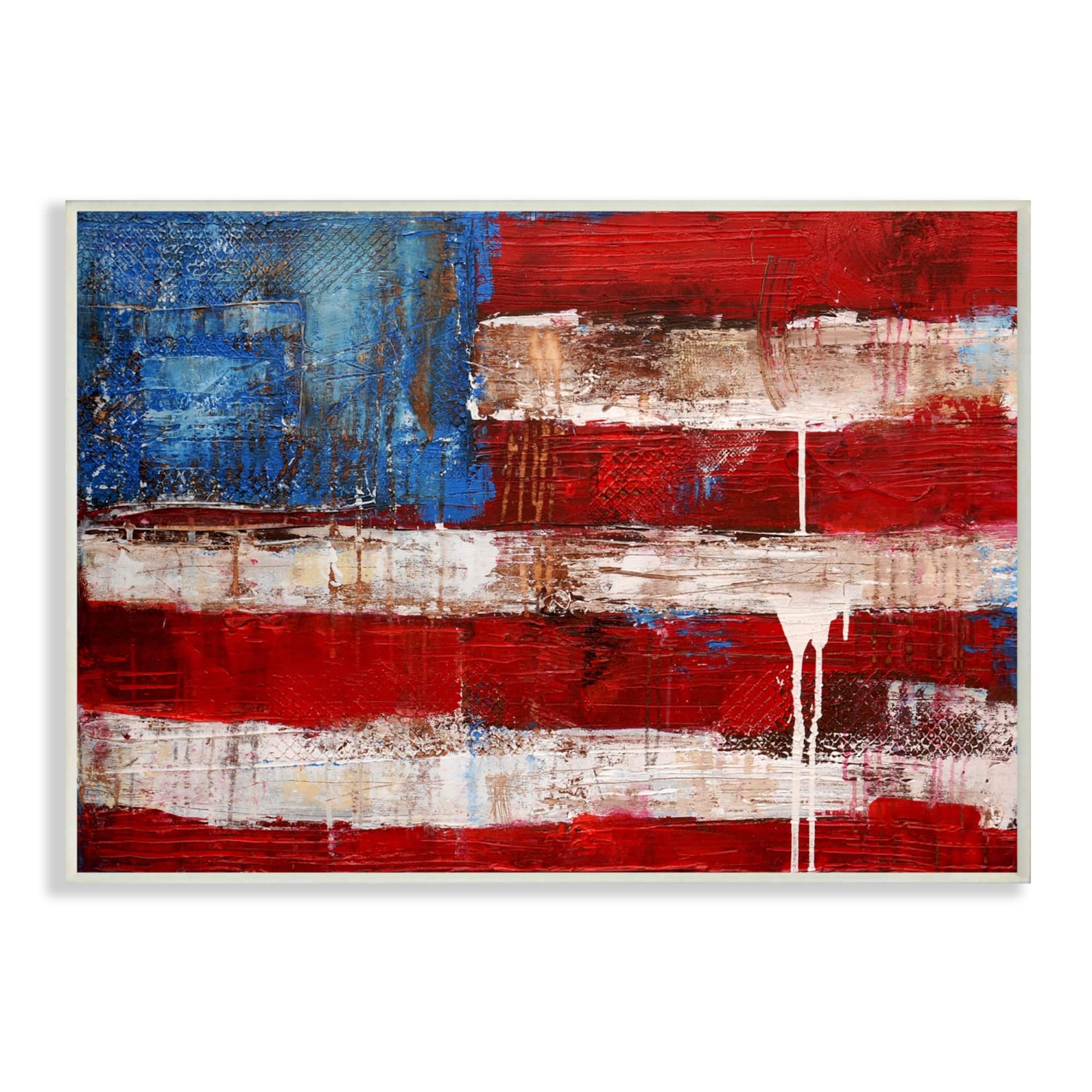 Stupell Industries Rustic United States Flag with Distressed Paint Drip Wall Plaque Art